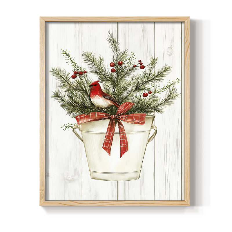 «Christmas Holiday Art LVII», reproduction encadrée - bois massif, Naturel, H 15 po x l 12 po