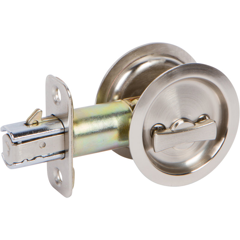 Privacy Round Pocket Door Hardware, Satin Nickel