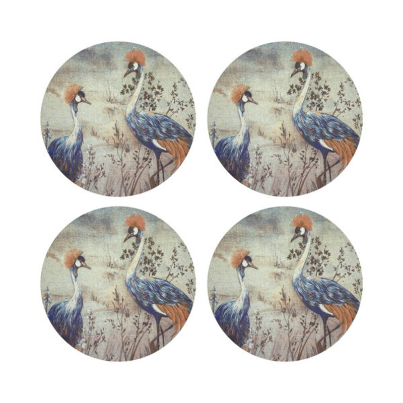 Crested Crane Pebble 16" Vinyl Placemat, Blue/Orange