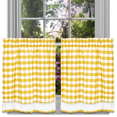 Haylee Plaid Tailored 58" Cafe Curtain
