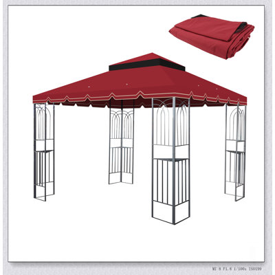 10x10 Ft Outdoor Patio Gazebo Replacement Canopy, Double Tiered Roof Top Cover with UV Protection and Water-Repellent Fabric