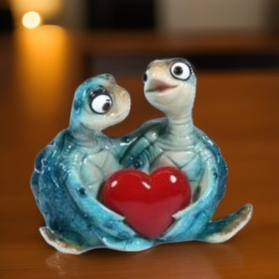 4.5"W Sea Turtle Couple Figurine