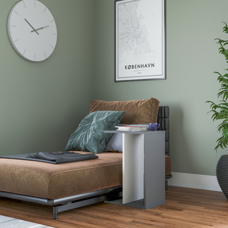 Najni End Table, Anthracite/White