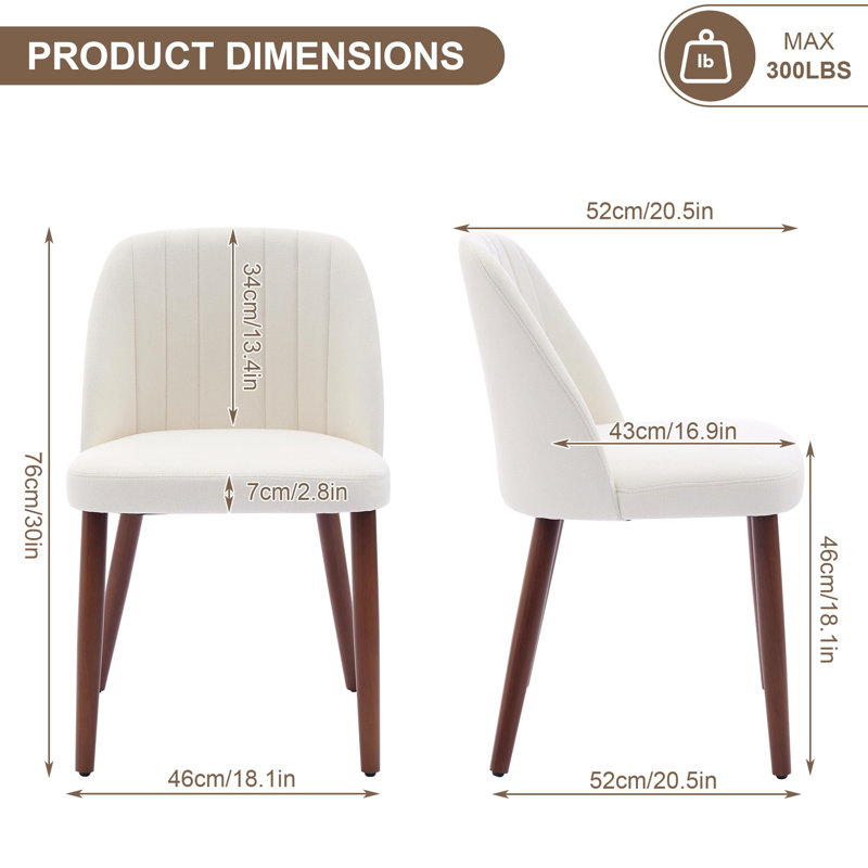 Wooden Dining Chairs Set of 2, Upholstered Kitchen Dining Room Chairs with Padded Seat and Wood Legs, Modern Fabric Side Dinner Chair for Kitchen, Dining Room, Restaurant, Cafe, Grey