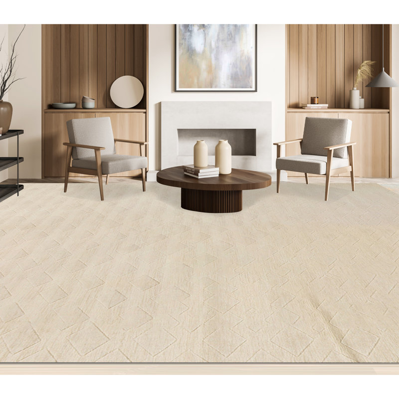 Geometric Area Rug in Cream