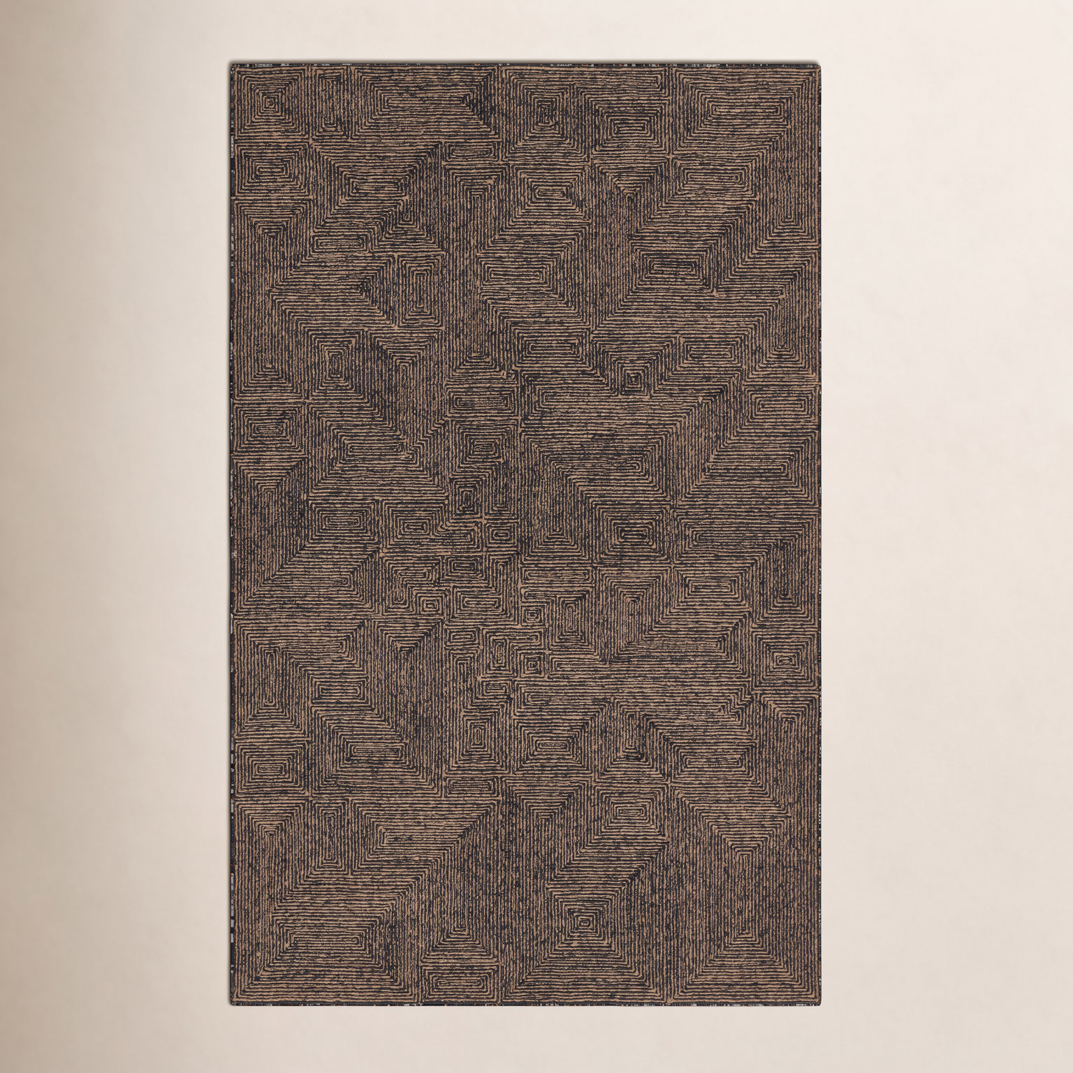 Alaska Tan Black Hand-Tufted Jute Wool Rug, Rectangle 8' x 10'