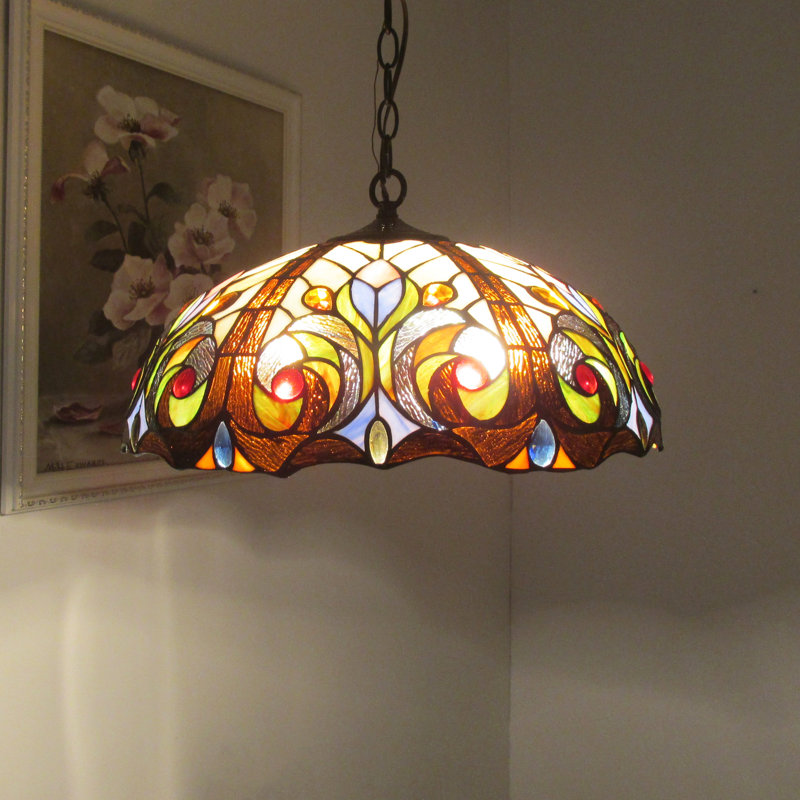 Luminaire suspendu de style victorien 2 lumières avec abat-jour 18 po Chloe Lighting Lennon - H 7,5 po