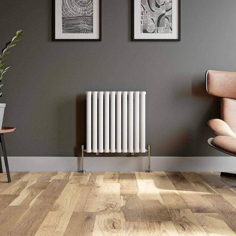 iBathUK Princia Horizontal Single Oval Panel Radiator, White, 600cm H x 600cm W x 55cm D