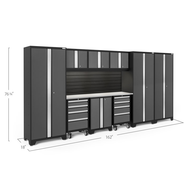 Ensemble de rangement complet 10 pièces Bold Series, Gris / Noir, Lumière LED, Acier Inoxydable