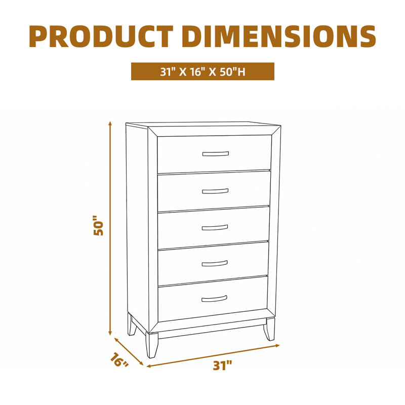 Commode de rangement à 5 tiroirs - Commode pratique