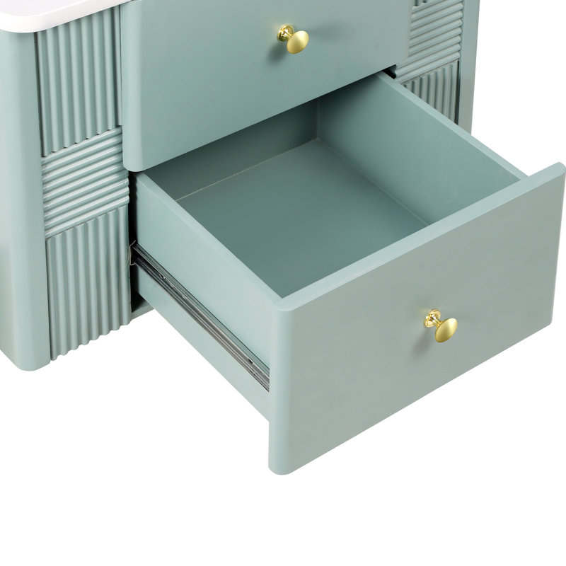 Table de bout cannelée en couleur, 2 tiroirs spacieux pour les objets personnels, design élégant, - support basculant, table de chevet facile à assembler avec textures horizontales et verticales sur le devant, rangement pour livres, métal