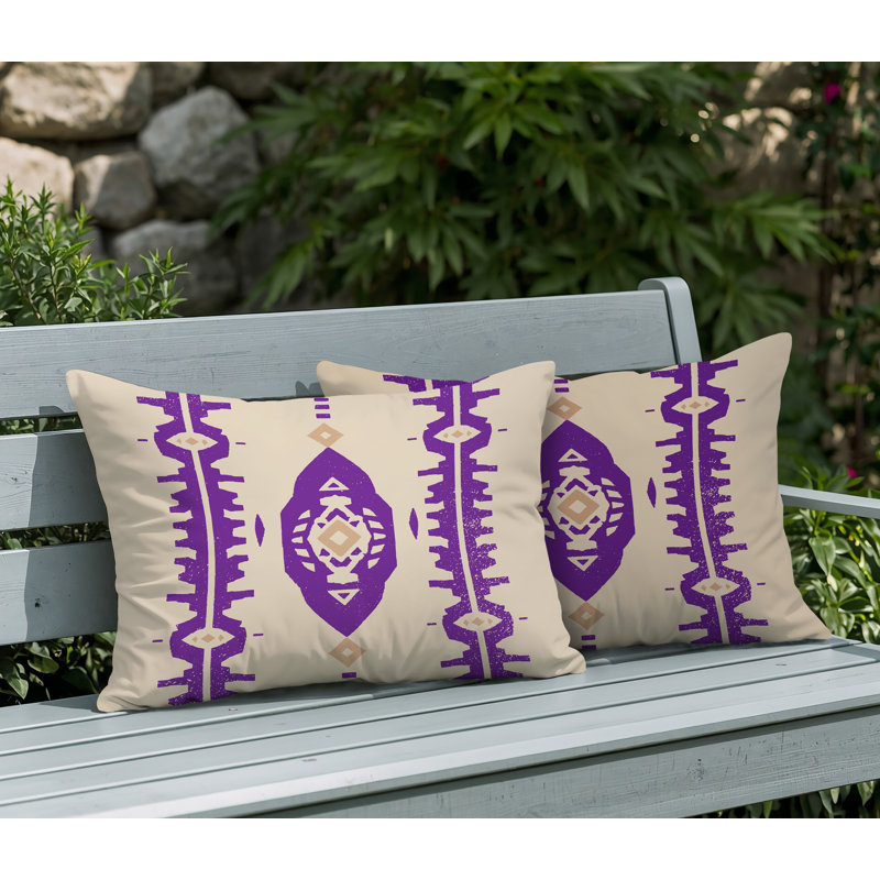 Oreiller réversible intérieur / extérieur Malia, 20 po x 14 po, Mauve