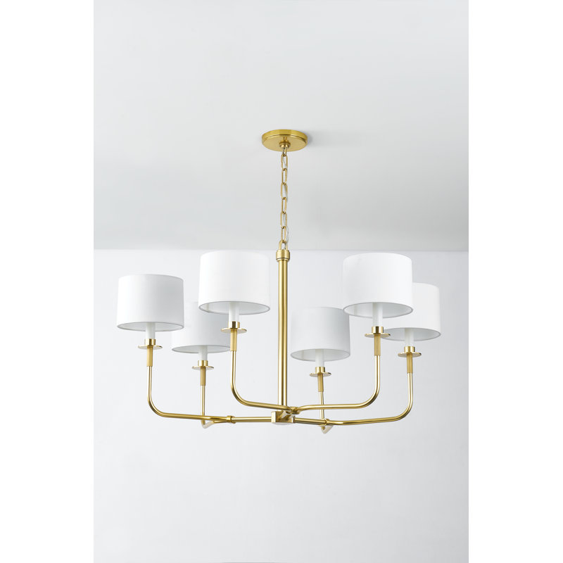 Paramus 6 Light Chandelier, Antique Brass