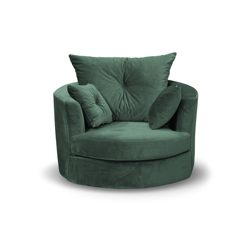 Bilbo Upholstered Swivel Barrel Chair, Teal