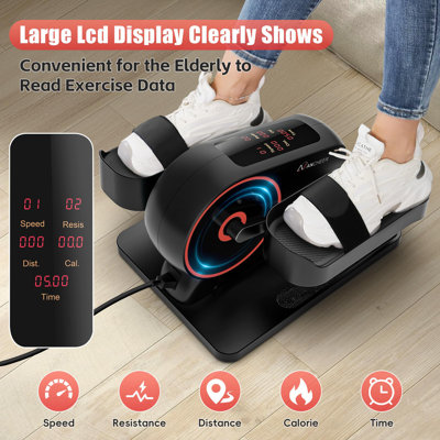 Machine elliptique sous le bureau, mini vélo d'exercice 2-en-1, affichage numérique, 9 niveaux de résistance, 12 niveaux de vitesse, modes actif et automatique, fonctionnement silencieux