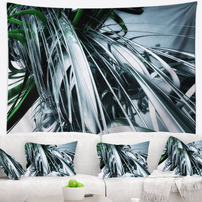 Tapisserie d'art abstrait vert 3D, H 78 po x l 92 po