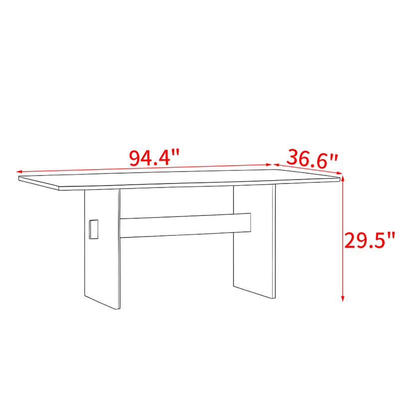 Table de salle à manger en bois massif de style nordique, H 29,5 po x L 94,4 po x l 36,6 po, Noyer