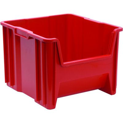 Contenant empilable en polypropylène haute densité moulé par injection de 17 1/2 po x 16 1/2 po x 12 1/2 po, six trous de 1/4 de pouce sur le fond permettent d'insérer facilement des trous pour le drainage et l'air circulation