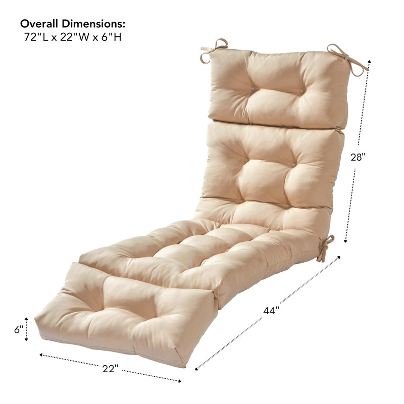 Shipton Outdoor Tufted Chaise Lounge Cushion, Stone