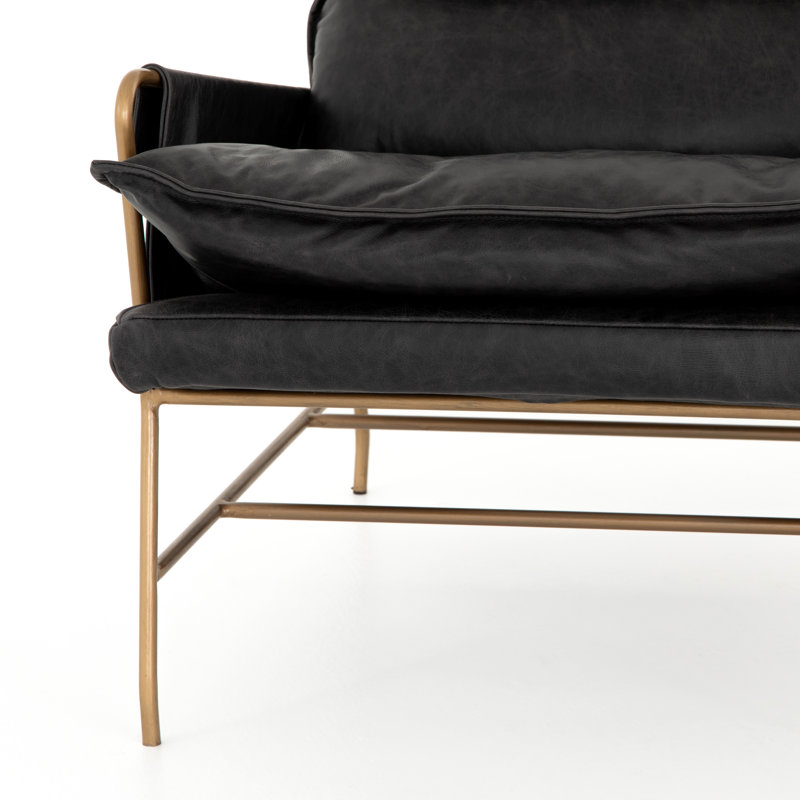 Westgate Side Chair, Sonoma Black Genuine Leather, Aged Brass