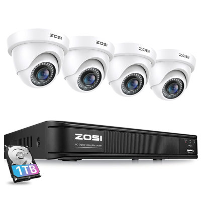 8CH DVR Security Camera System 1080P 2MP Dome Outdoor with Motion Detection 1TB HDD -  ZOSI, 8VM-419W4S-10-US-A10