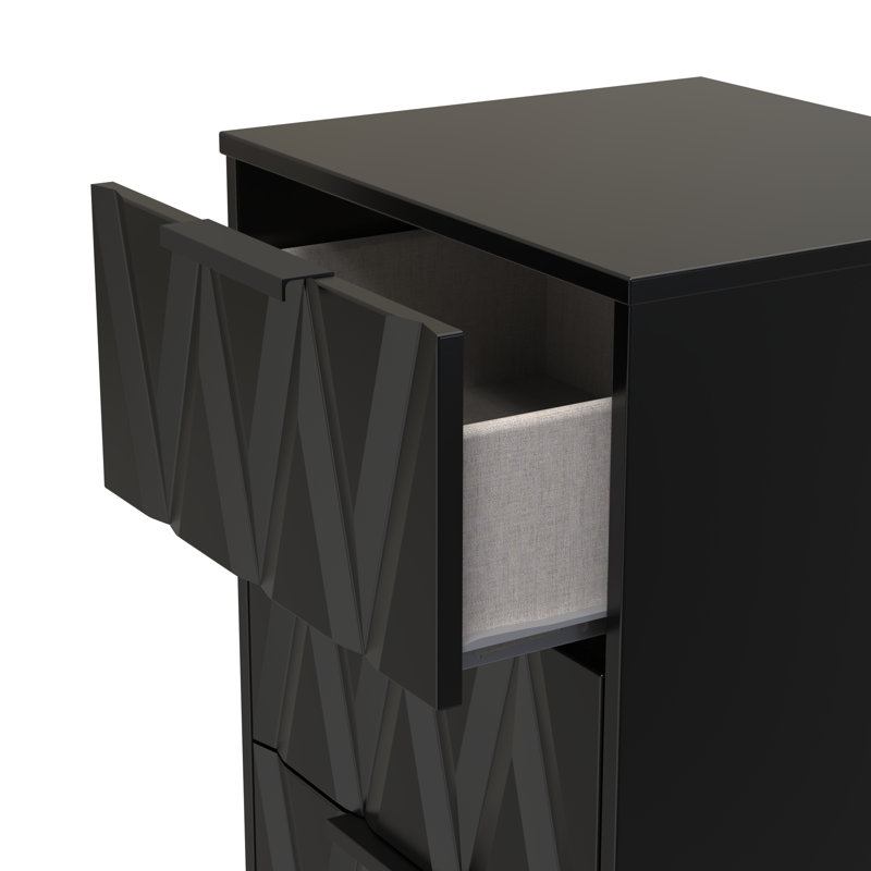 Las Vegas 45 cm W Bedside Table, Deep Black/Black Matt