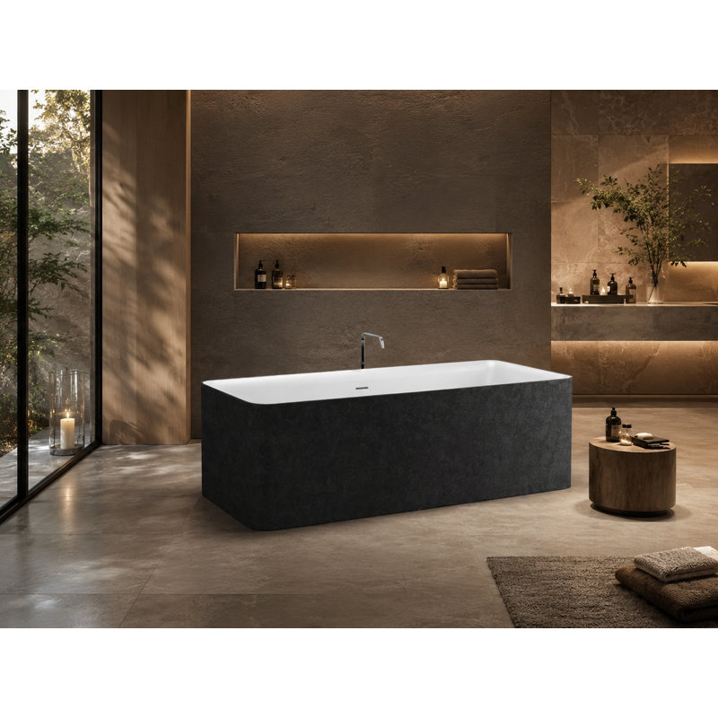 Baignoire de trempage profonde 70 po x 31,7 po, Noir / blanc