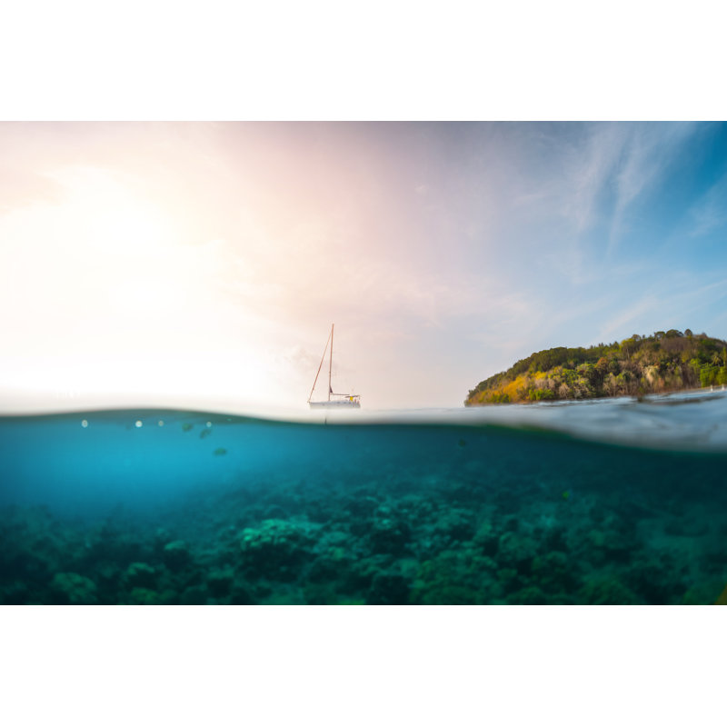 Boat In The Sea - Wrapped Canvas Print, 30cm H x 46cm W x 3.8cm D