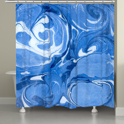 Castello Ocean Blue Marble Single Shower Curtain
