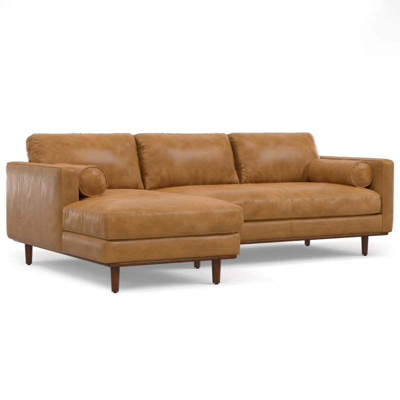 Morrison Left Sectional Sofa, Light Brown Leather