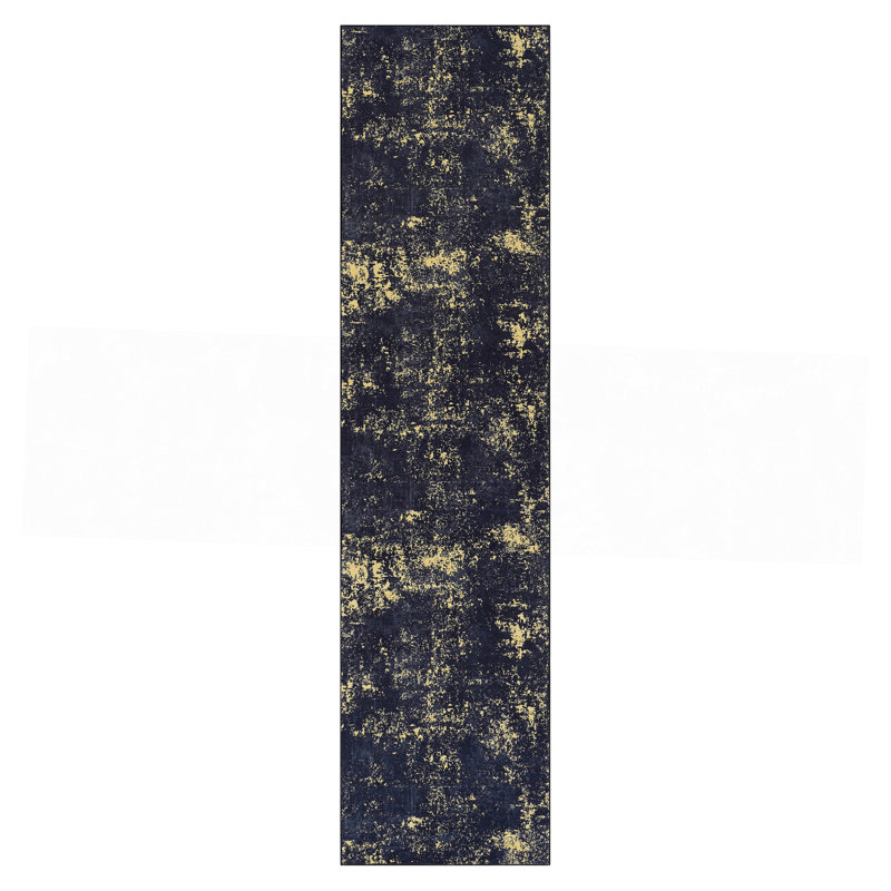 Tapis noir lavable (noir et doré), Tapis de couloir 2 pi 6 po x 10 pi