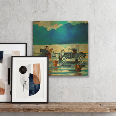 « Soirée en amoureux n° 1 » de Ronald West, tableau mural en métal doré, 30,5 cm x 30,5 cm
