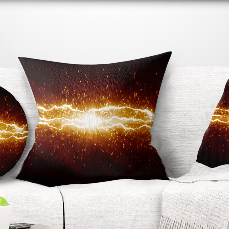 Lightning on Dark Sky - Abstract Printed Throw Pillow, 16" x 16", Square