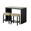 Table de salle à manger 3 pièces - Coussins de tabouret, rectangulaire, rustique, plateau de table gris-beige, 2 tabourets