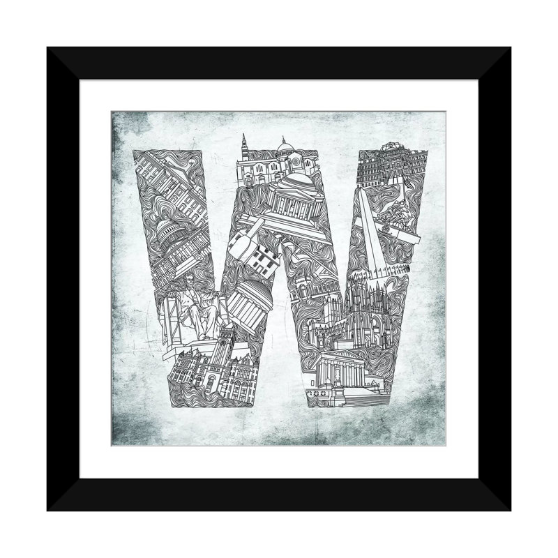 "Washington D.C." par Sasha, impression sur toile, Papier d'art encadré noir, Blanc, H 16 po x l 16 po x P 1 po