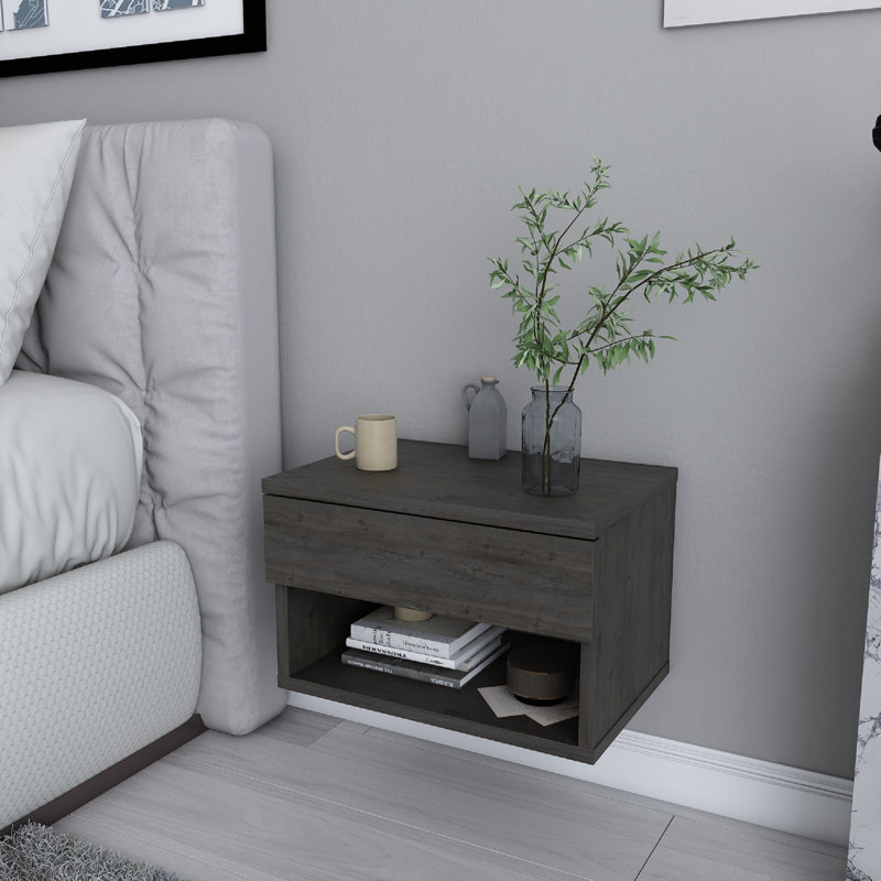 Jamot 44.6cm W Bedside Table, Dark Oak