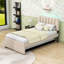 Lit plateforme tapissier en bois avec lit gigogne et tête de lit-1031538342-1031538340