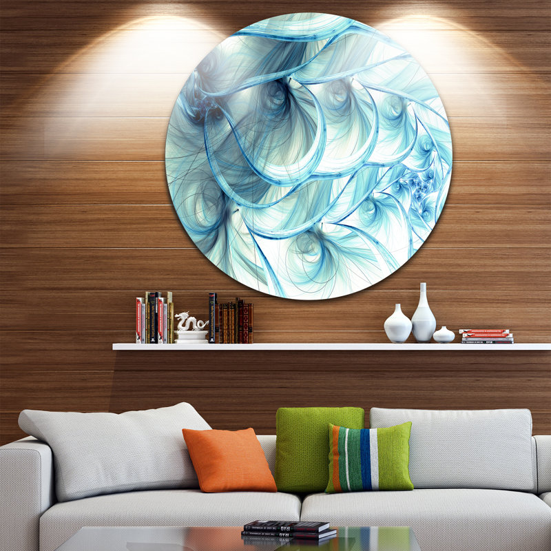 « light blue fractal pattern doux pattern », impression sur métal, H 36 po x l 36 po x P 1 po