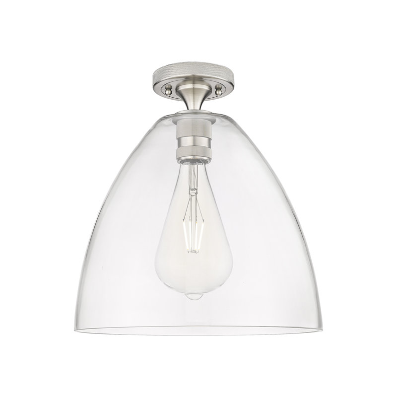 Plafonnier encastré Bristol 1 lumière Saavedra, Nickel satiné, H 9,63 po x l 12 po x P 12 po, Clair