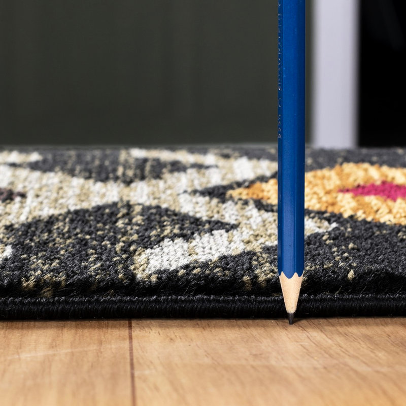 Area Rug In Black Color, 2 Ft. 7 In. X 3 In., Tribes Gcyls4004, Polypropylene, Stain , For Heavy Use Areas Gcyls4004 Rug, 2.7 7.3 Ft., Long-Term