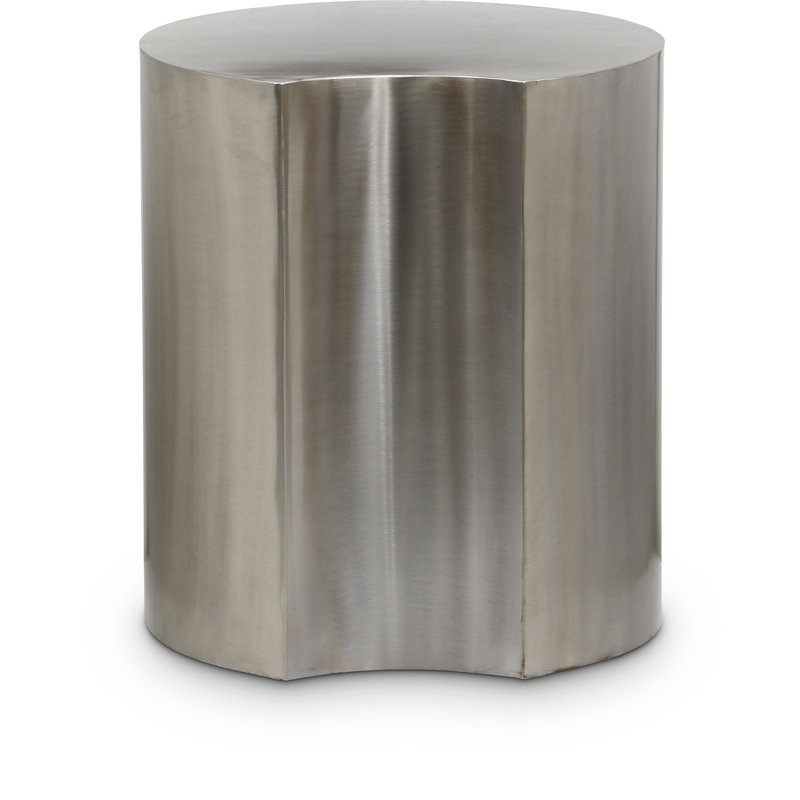 Hylie Iron Top End Table, 18" H x 16" W x 16" D, Silver/Brushed Silver