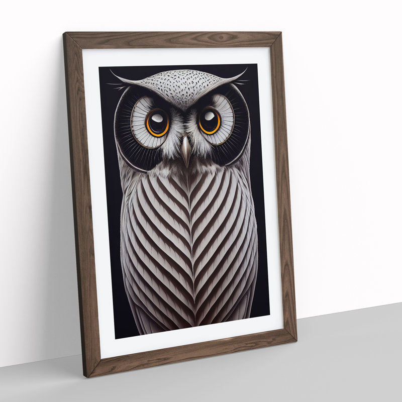 Awesome Owl - Single Picture Frame Print, 34cm H x 25cm W x 2cm D, Walnut Framed