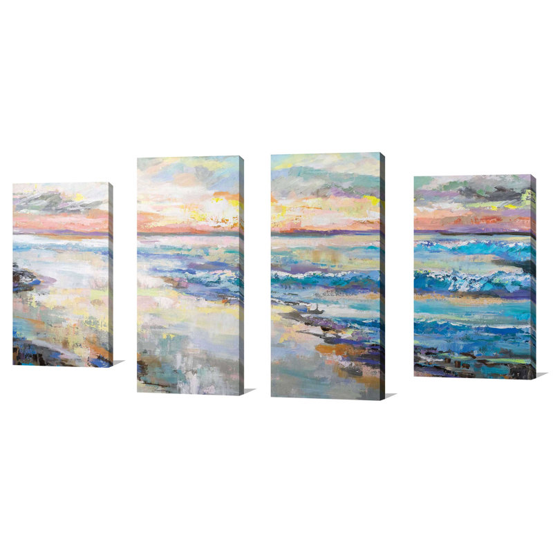 Jet de mer - reproduction sur toile tendue 4 pièces, L 72 po x H 38 po