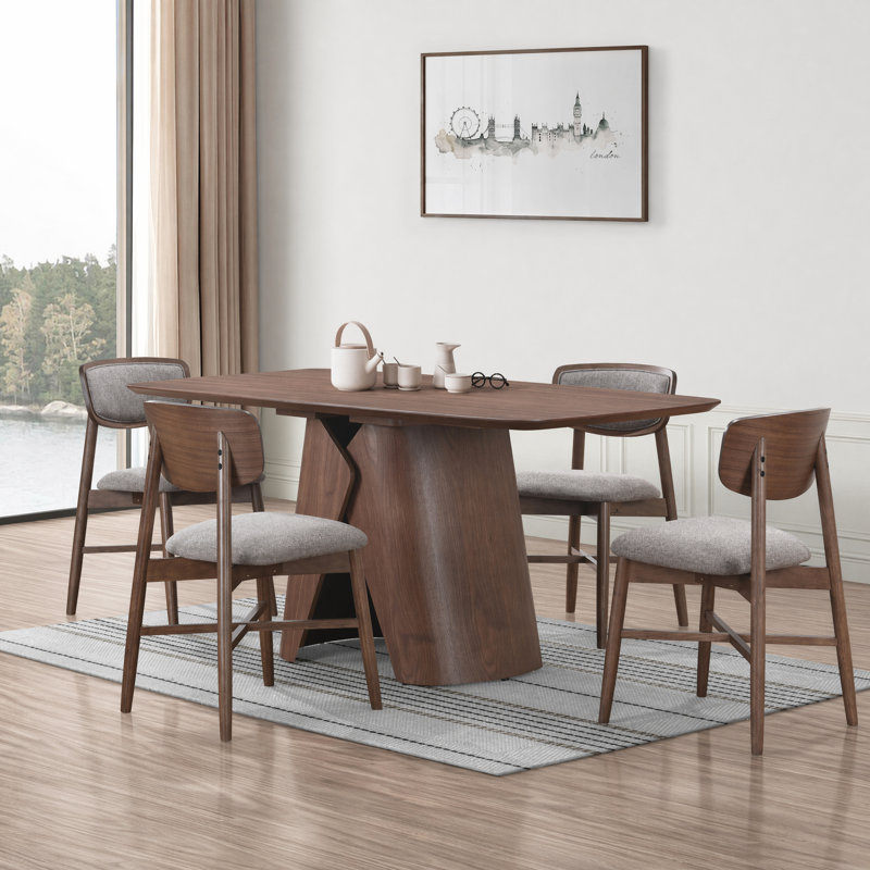Ensemble de salle à manger Sculptural, Walnut, 7 pièces : table, 6 chaises