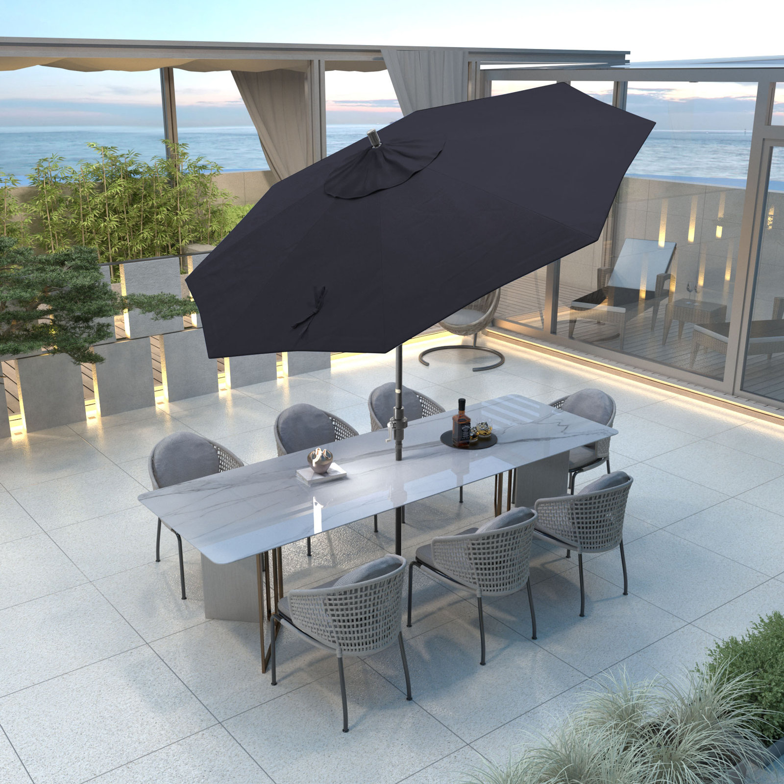 Lowri 108'' Sunbrella® Outdoor Umbrella, Canvas Navy Sunbrella® Canvas