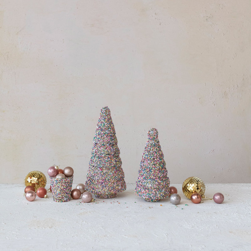 Grand arbre en verre avec paillettes