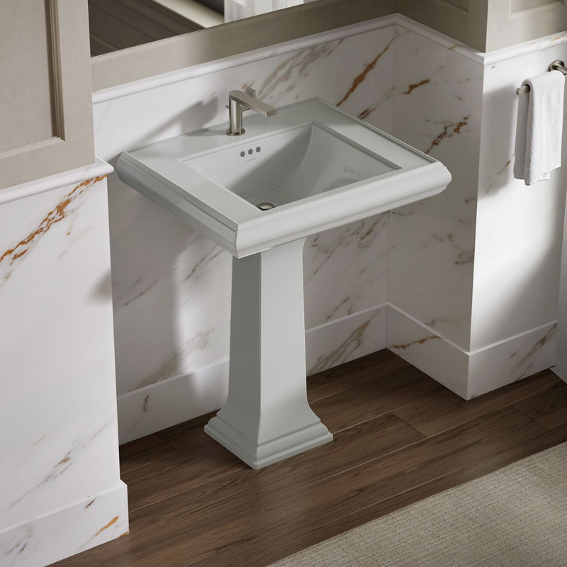 Memoirs® Rectangular Pedestal Bathroom Sink with Overflow, Ice Gray, Single Hole Faucet