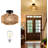 Boho Light Fixtures Ceiling Mount Mini Rattan Chandelier Light Fixture With Dimmable LED Bulb Hand Woven Ceiling Light Fixtures Flush Mount