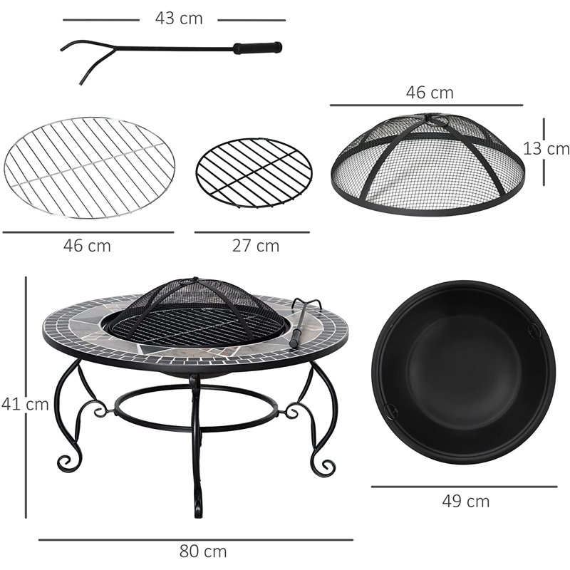 Abduljabaar Round Steel Wood Burning Fire Pit with Lid