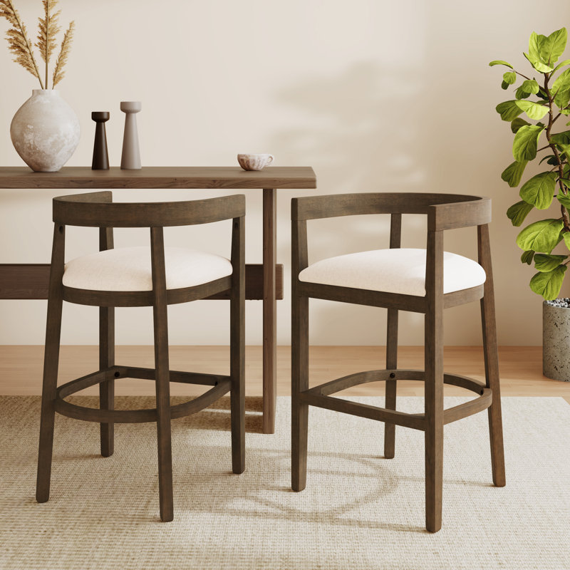 Tabouret de comptoir en bois d'hévéa Gurseese, Frêne clair, Tabouret de comptoir (siège d'une hauteur de 25,2